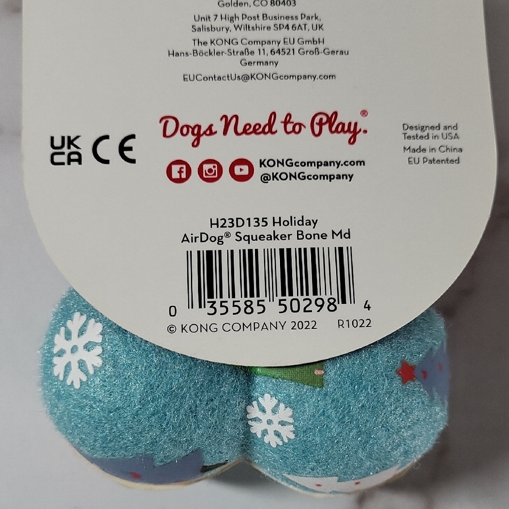 KONG Holiday Airdog Squeaker Bone Medium Size Dog Toy- NWT - Picture 6 of 6